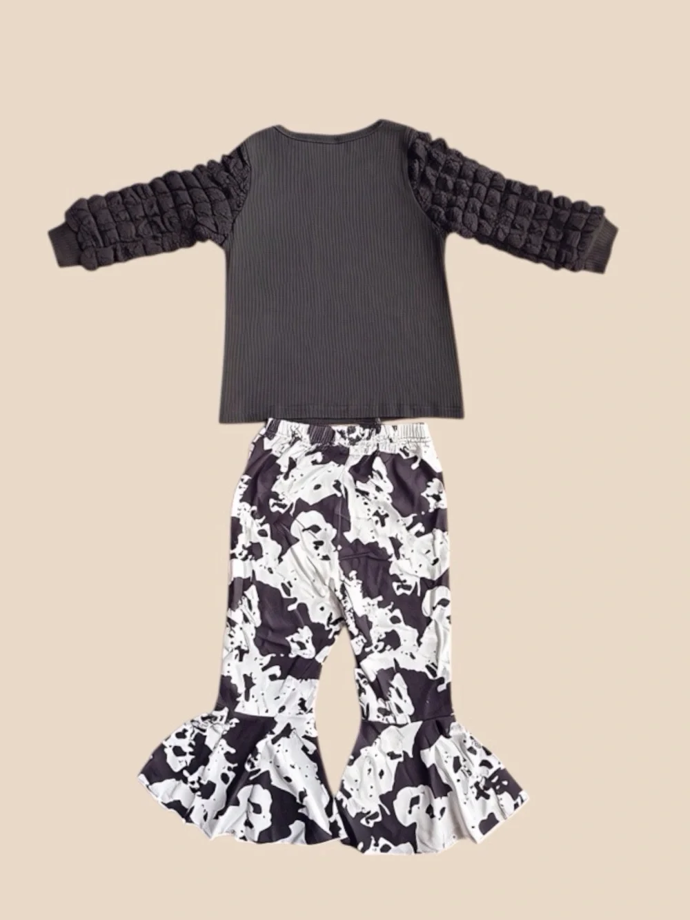 Little Girls ‘Daddy's Girl’Black/White Cow Flare Bubble Sleeves Size-2-3 Yrs NEW